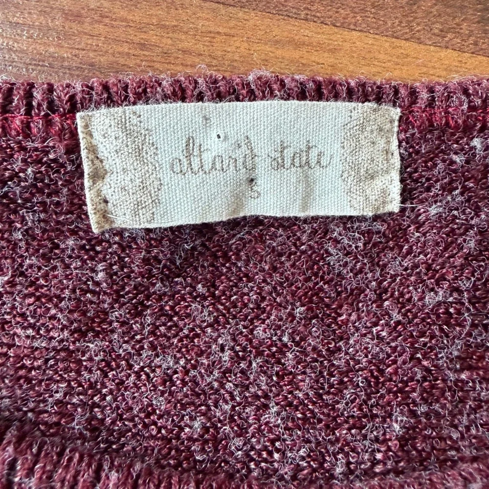 Altard State Burgundy Heathered Long Sleeve A‎ Line Dress Womens Size S - Picture 4 of 6